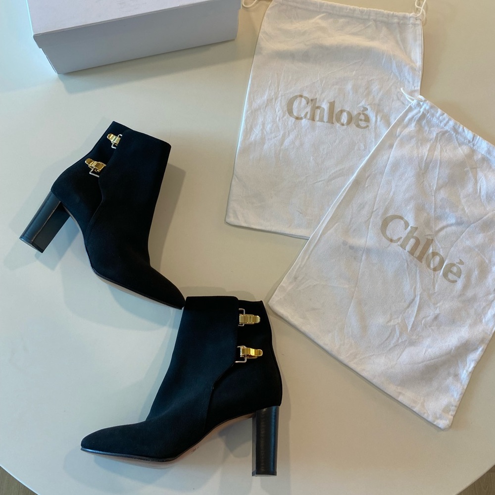 Chloe Ankle Boots Black Suede Size 40 - Picture 3 of 10
